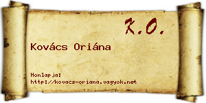 Kovács Oriána névjegykártya